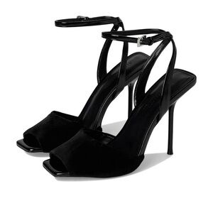 Steve Madden Black Suede & Patent Leather Ankle Strap Heels